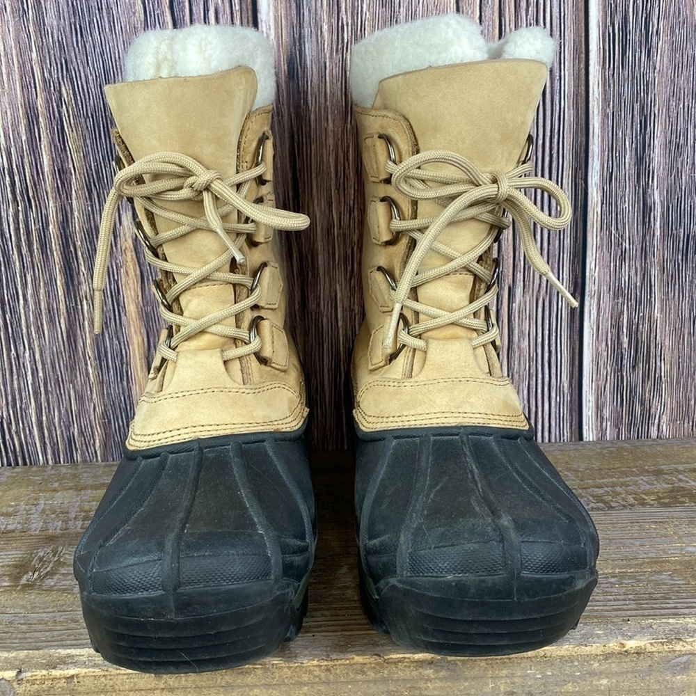 Sorel Badger II (NL1010-280) Camel Colored Leather Snow Boots  -Size 6 - Picture 3 of 9